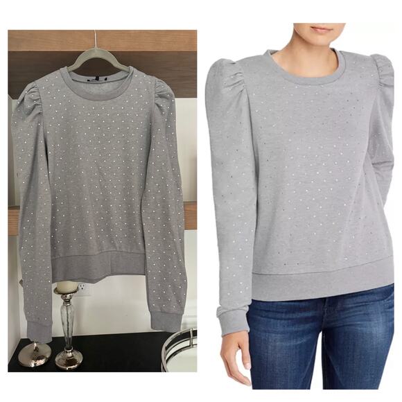 Generation Love Tara Embellished Puff-Sleeve Sweatshirt in Grey - Picture 1 of 7